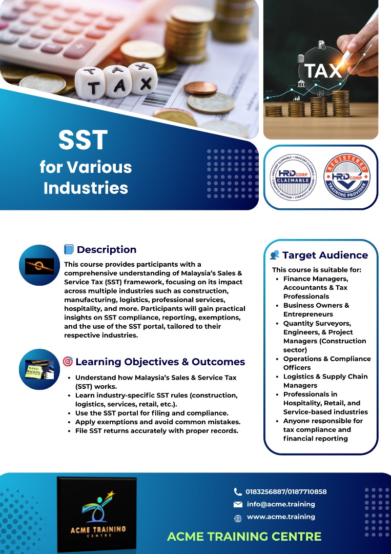 SST for Various Industries: Sales & Service Tax Training Course
